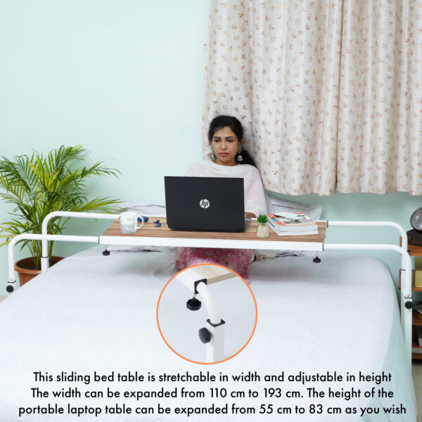 Height & Width Adjustable Multipurpose Table Trolley-White